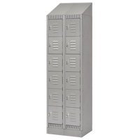 Lockers, 6 -tier, Bank of 2, 24" x 18" x 86", Steel, Grey, Knocked Down Trail Hammer and Bolt