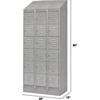 Lockers, 6 -tier, Bank of 3, 36" x 18" x 86", Steel, Grey, Knocked Down Trail Hammer and Bolt