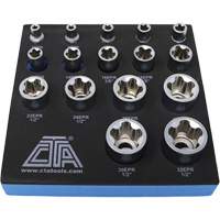 5-Point EPR Torx Socket Set, 16 Pieces, 1/4"/3/8"/1/2" Drive Size Trail Hammer and Bolt