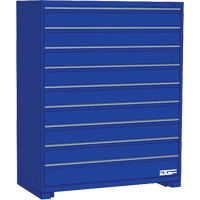 Modular Drawer Cabinet, 9 Drawers, 36" W x 28" D x 60" H, Blue Trail Hammer and Bolt