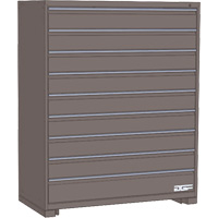 Modular Drawer Cabinet, 9 Drawers, 24" W x 28" D x 60" H, Grey Trail Hammer and Bolt