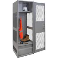 Gear Locker with Door, Steel, 24" W x 24" D x 72" H, Grey Trail Hammer and Bolt
