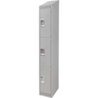 Lockers, 3 -tier, 12" x 18" x 82", Steel, Grey, Knocked Down Trail Hammer and Bolt