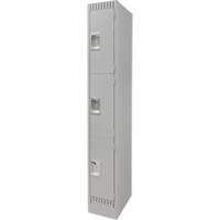 Lockers, 3 -tier, 12" x 18" x 76", Steel, Grey, Knocked Down Trail Hammer and Bolt