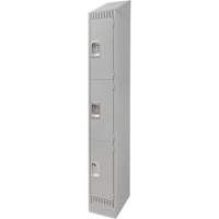 Lockers, 3 -tier, 12" x 18" x 86", Steel, Grey, Knocked Down Trail Hammer and Bolt