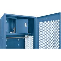 Gear Locker with Door, Steel, 24" W x 18" D x 72" H, Dark Blue Trail Hammer and Bolt