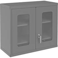 Armoire de rangement murale avec portes transparentes, 26-15/16" h x 29-7/8" la x 13-11/16" p, 2 tablettes, Acier, Gris Trail Hammer and Bolt
