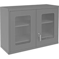 Armoire de rangement murale avec portes transparentes, 26-15/16" h x 35-7/8" la x 13-11/16" p, 2 tablettes, Acier, Gris Trail Hammer and Bolt