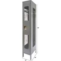 Vented Lockers, 12" x 18" x 78", Steel, Grey, Knocked Down, Perforated Trail Hammer and Bolt