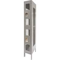 Vented Lockers, 2 -tier, 12" x 18" x 78", Steel, Grey, Knocked Down, Perforated Trail Hammer and Bolt