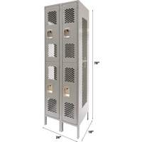 Casiers ventil&eacute;s, 2 niveaux, Bloc de 2, 24" x 18" x 78", Acier, Gris, D&eacute;mont&eacute;, Perfor&eacute; Trail Hammer and Bolt