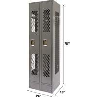 Casiers ventil&eacute;s, Bloc de 2, 24" x 18" x 78", Acier, Gris, D&eacute;mont&eacute;, Perfor&eacute; Trail Hammer and Bolt