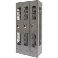 Casiers ventil&eacute;s, Bloc de 3, 36" x 18" x 78", Acier, Gris, D&eacute;mont&eacute;, Perfor&eacute; Trail Hammer and Bolt