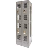 Casiers ventil&eacute;s, 2 niveaux, Bloc de 2, 24" x 18" x 78", Acier, Gris, D&eacute;mont&eacute;, Perfor&eacute; Trail Hammer and Bolt