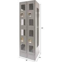Casiers ventil&eacute;s, 2 niveaux, Bloc de 2, 24" x 18" x 78", Acier, Gris, D&eacute;mont&eacute;, Perfor&eacute; Trail Hammer and Bolt