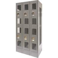 Casiers ventil&eacute;s, 2 niveaux, Bloc de 3, 36" x 18" x 78", Acier, Gris, D&eacute;mont&eacute;, Perfor&eacute; Trail Hammer and Bolt