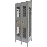 Casiers ventil&eacute;s, Bloc de 2, 24" x 18" x 88", Acier, Gris, D&eacute;mont&eacute;, Perfor&eacute; Trail Hammer and Bolt