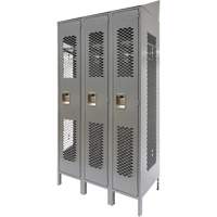 Casiers ventil&eacute;s, Bloc de 3, 36" x 18" x 88", Acier, Gris, D&eacute;mont&eacute;, Perfor&eacute; Trail Hammer and Bolt