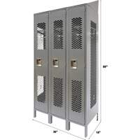 Casiers ventil&eacute;s, Bloc de 3, 36" x 18" x 88", Acier, Gris, D&eacute;mont&eacute;, Perfor&eacute; Trail Hammer and Bolt