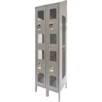 Casiers ventil&eacute;s, 2 niveaux, Bloc de 2, 24" x 18" x 88", Acier, Gris, D&eacute;mont&eacute;, Perfor&eacute; Trail Hammer and Bolt