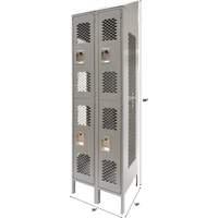 Casiers ventil&eacute;s, 2 niveaux, Bloc de 2, 24" x 18" x 88", Acier, Gris, D&eacute;mont&eacute;, Perfor&eacute; Trail Hammer and Bolt