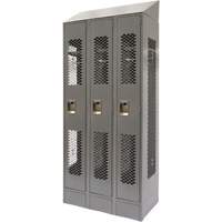 Casiers ventil&eacute;s, Bloc de 3, 36" x 18" x 88", Acier, Gris, D&eacute;mont&eacute;, Perfor&eacute; Trail Hammer and Bolt
