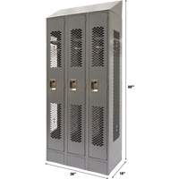 Casiers ventil&eacute;s, Bloc de 3, 36" x 18" x 88", Acier, Gris, D&eacute;mont&eacute;, Perfor&eacute; Trail Hammer and Bolt