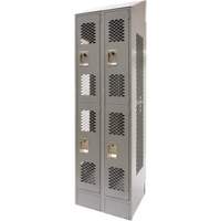 Casiers ventil&eacute;s, 2 niveaux, Bloc de 2, 24" x 18" x 88", Acier, Gris, D&eacute;mont&eacute;, Perfor&eacute; Trail Hammer and Bolt