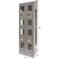Casiers ventil&eacute;s, 2 niveaux, Bloc de 2, 24" x 18" x 88", Acier, Gris, D&eacute;mont&eacute;, Perfor&eacute; Trail Hammer and Bolt