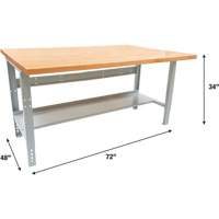 Industrial Modular Workbench, 1000 lbs. Cap., 72" W x 48" D Trail Hammer and Bolt