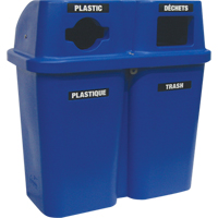 Recycling Containers Bullseye, Curbside, Plastic, 2 x 22 US gal. Trail Hammer and Bolt