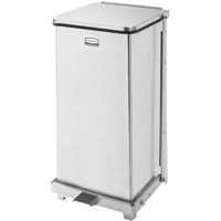 Defenders&reg; Square Step Can with Liner, Stainless Steel, 6.5 US gal. Capacity Trail Hammer and Bolt