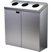 Floor Standing Recycling Station, Bulk, Stainless Steel, 42 gal. Trail Hammer and Bolt