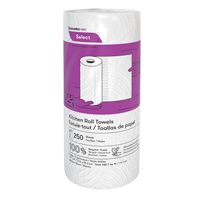 Pro Select Kitchen Towel Roll, 2 Ply, 250 Sheets/Roll, 8" W, 11" L Trail Hammer and Bolt