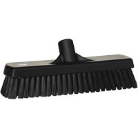 Deck & Wall Scrub Broom, Stiff Bristles, 12", Polyester, Black Trail Hammer and Bolt