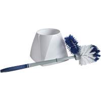 Brosse &agrave; cuvettes avec lave-rebord et valet, 15" l, Soies Synth&eacute;tique, Blanc Trail Hammer and Bolt