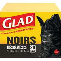 Sacs &agrave; ordures 135 L, R&eacute;gulier, 31" la x 42" lo, Noir Trail Hammer and Bolt
