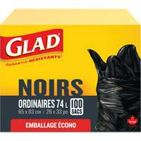 Sacs &agrave; ordures 74 L, R&eacute;gulier, 26" la x 33" lo, Noir Trail Hammer and Bolt
