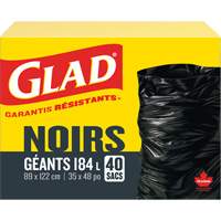 Sacs &agrave; ordures 184 L, R&eacute;gulier, 35" la x 48" lo, Noir Trail Hammer and Bolt
