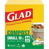 Small Compostable Bags, Regular, 17" L x 16" W, Brown, 10 L (3 Gal.) Capacity Trail Hammer and Bolt