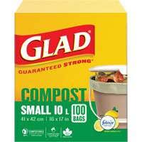 Small Compostable Bags, Regular, 17" L x 16" W, Brown, 10 L (3 Gal.) Capacity Trail Hammer and Bolt