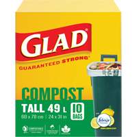 Tall Compostable Bags, Regular, 31" L x 24" W, Brown, 49 L (13 Gal.) Capacity Trail Hammer and Bolt