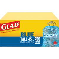 Sacs de recyclage 45 L, R&eacute;gulier, 24" la x 28" lo, Bleu Trail Hammer and Bolt