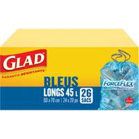 Sacs de recyclage 45 L, R&eacute;gulier, 24" la x 28" lo, Bleu Trail Hammer and Bolt