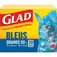 Sacs de recyclage 45 L, R&eacute;gulier, 30" la x 33" lo, Bleu Trail Hammer and Bolt