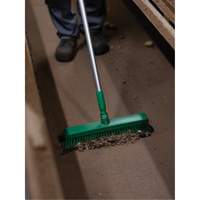 Push Broom Head, Fine/Stiff Bristles, 16-1/2", Polyester/Polypropylene, Green Trail Hammer and Bolt
