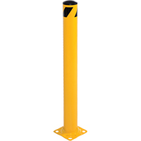 Bollard, Steel, 42" H x 5-1/2" W, Yellow Trail Hammer and Bolt