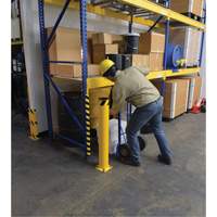 Bollard, Steel, 42" H x 5-1/2" W, Yellow Trail Hammer and Bolt