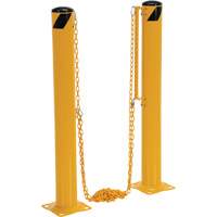 Dock Chain Barrier Bollard System, Steel, 42" H x 6-5/8" W, Yellow Trail Hammer and Bolt