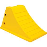 Cales de roue avec surface antid&eacute;rapante en aluminium, Polyur&eacute;thane, Jaune s&eacute;curit&eacute; OSHA, 11-1/4" la x 21" p x 12-1/4" h Trail Hammer and Bolt